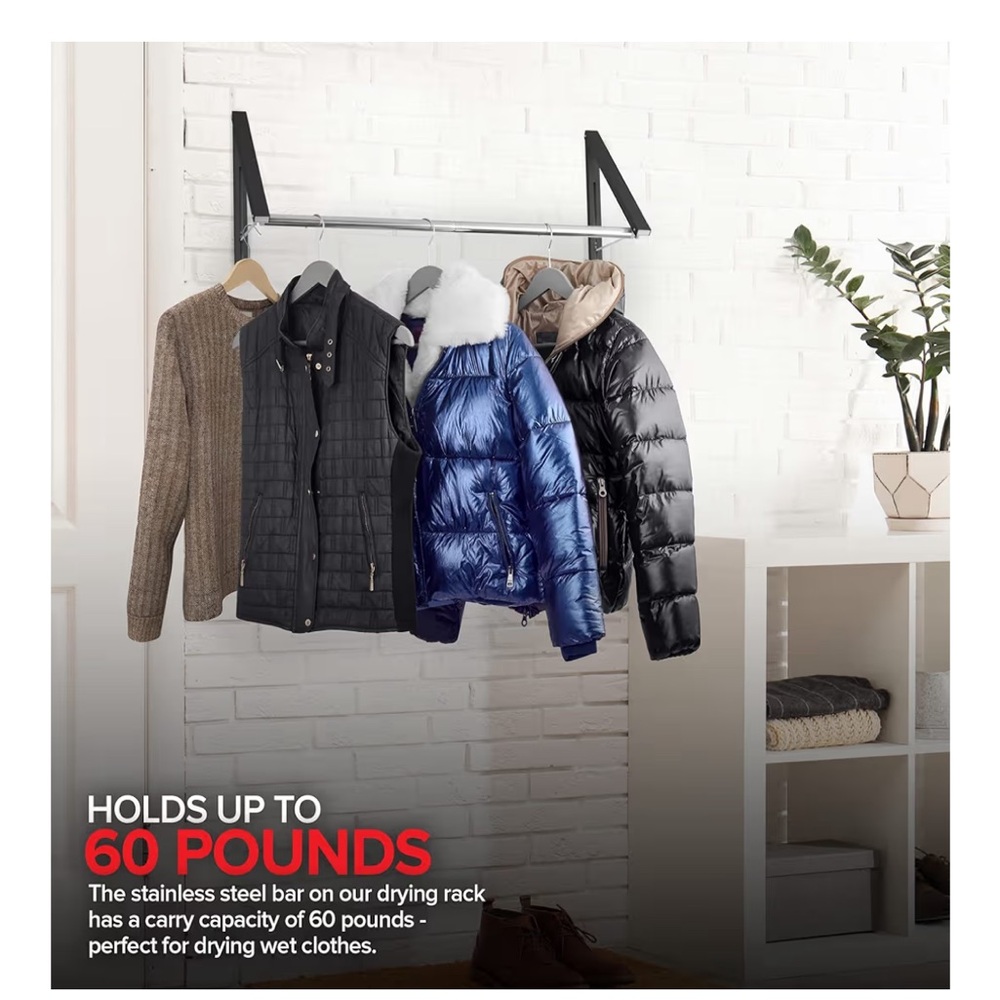 Retractable Clothes Rack with Black Frame - Picture 5 of 13